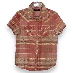 North River Outfitters Size M Women’s Short Sleeve Pearl Snap Western Shirt EUC